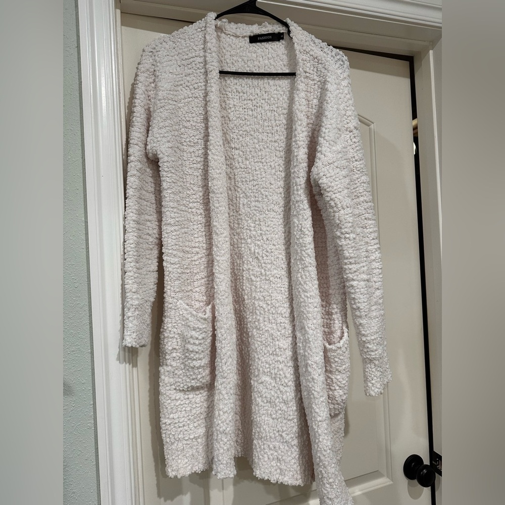 Cozy White Open-Front Sweater